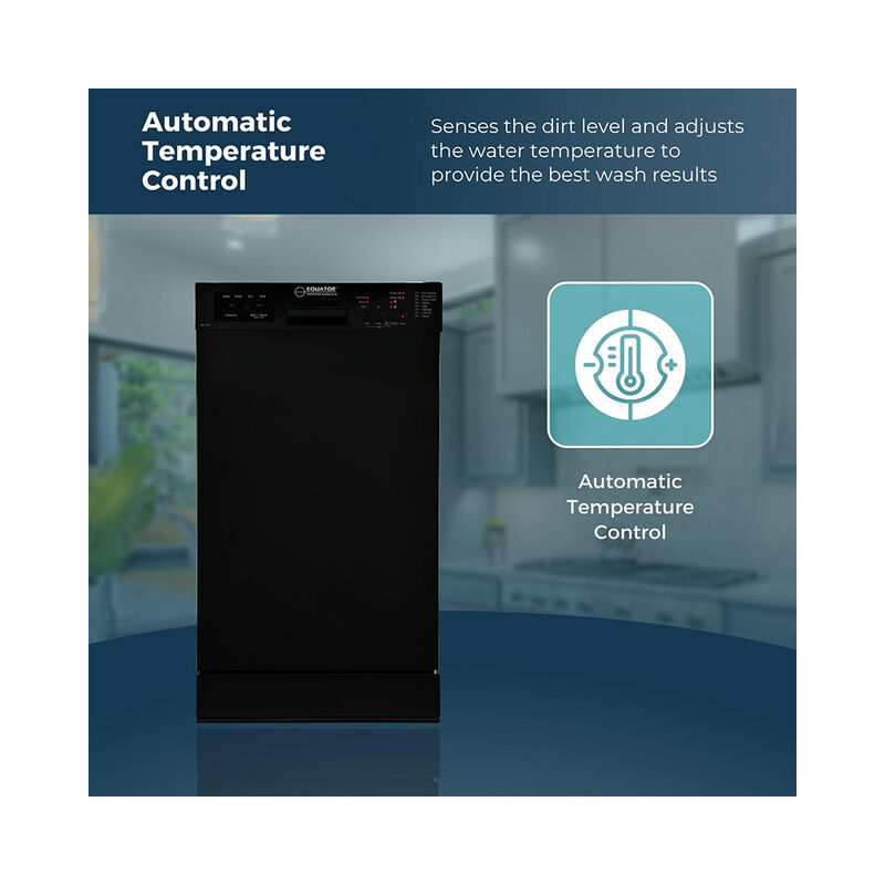 Equator 18" Built in Dishwasher 10 Place Setting 8 Wash programs half Load Sensor Wash 110V Energy Star Rated in White image number 5