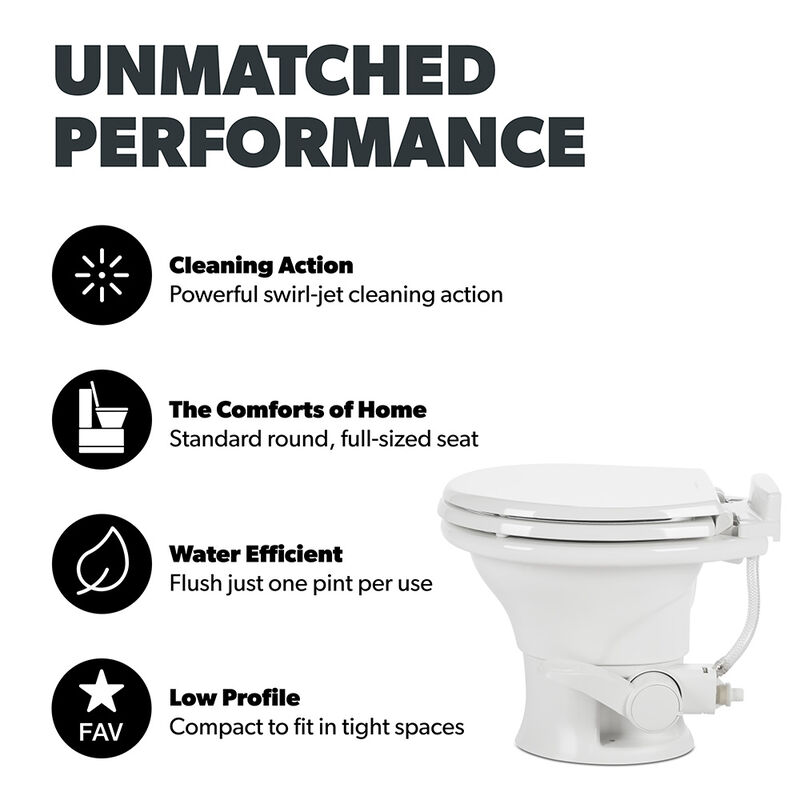 Dometic 311 Series Low Profile Gravity RV Toilet with Ceramic Bowl, White image number 4