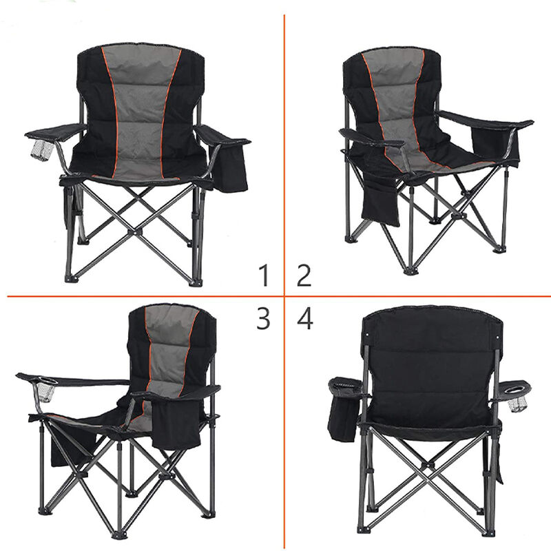 Oversized XL Padded Folding Chair, Black and Gray image number 2