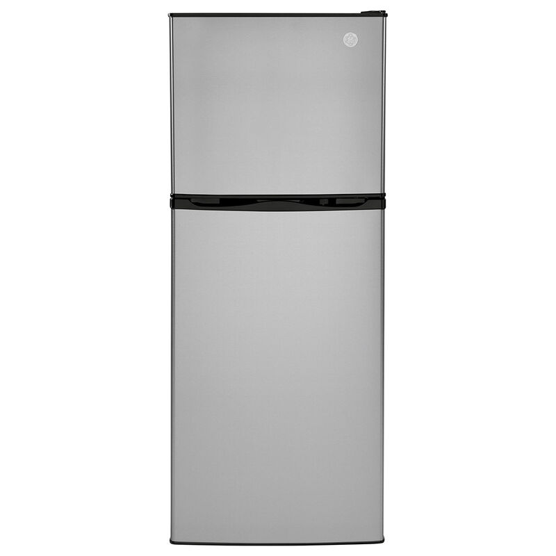 GE 9.8 Cu. Ft. 12V DC Power Compressor Top-Freezer Refrigerator, Stainless Steel image number 1