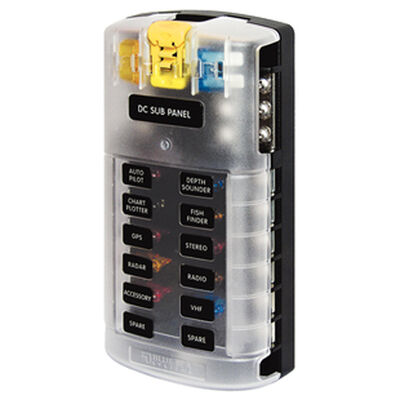Blue Sea Common Sourced ST Blade Fuse Block - 12 Circuits w/Cover & Negative Bus