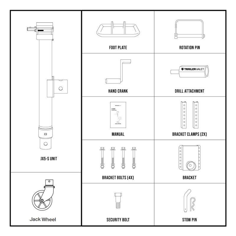 Trailer Valet 5,000 lbs Side Pipe Mount Bracket Drill Jack w/ Wheel image number 3