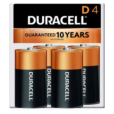 Duracell CopperTop Alkaline D Batteries, 4-Pack