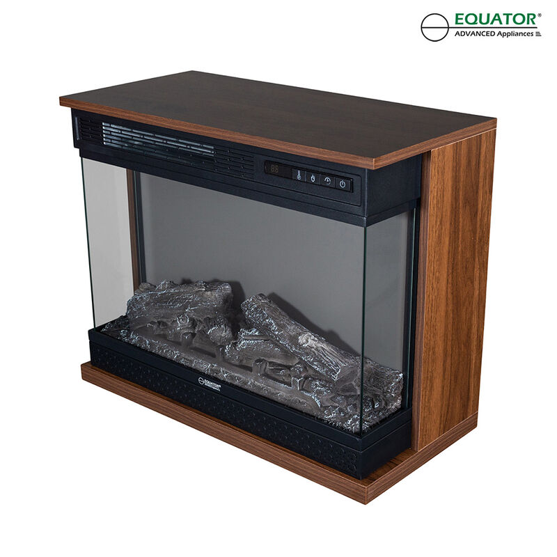 Equator 26" Portable/Freestanding Electric Fireplace, Walnut Brown w/Flame log effect Infrared Quartz image number 7