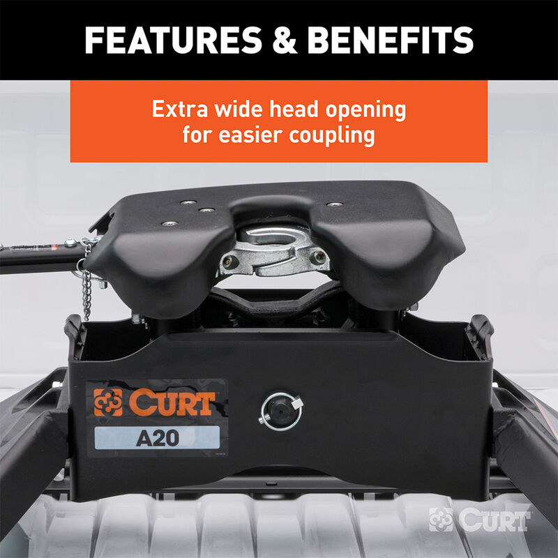 Curt 16141 A20 5th Wheel Hitch with Rails, 20K image number 2