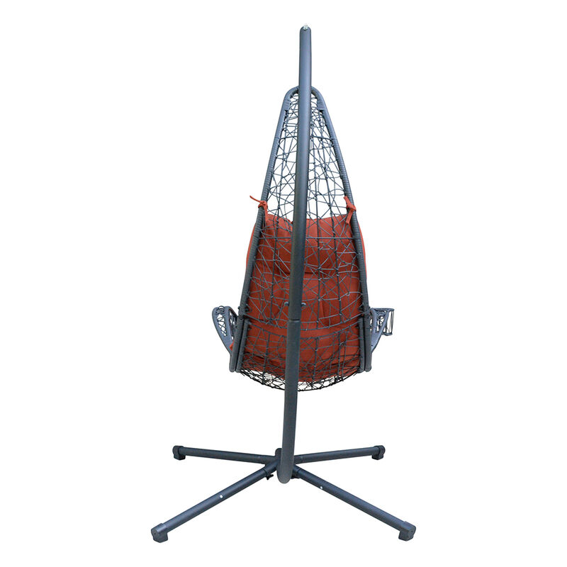 Algoma Cushioned Rattan Wicker Hanging Chair with Stand image number 5