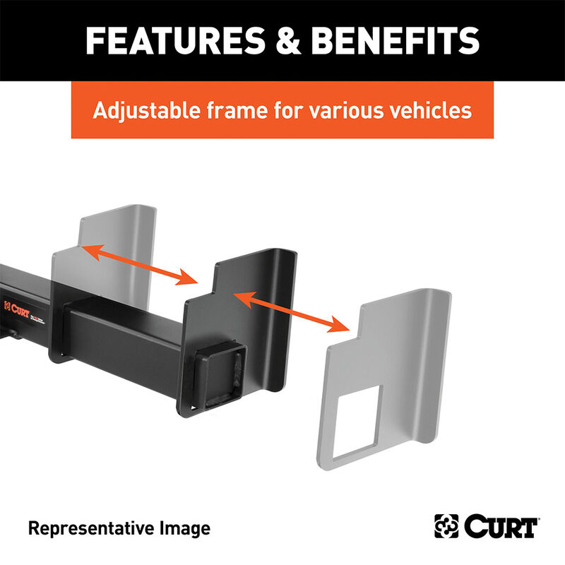 CURT 15923 Universal Weld-On Trailer Hitch, 2-1/2" Receiver (Up to 44" Frames, 9" Drop) image number 3