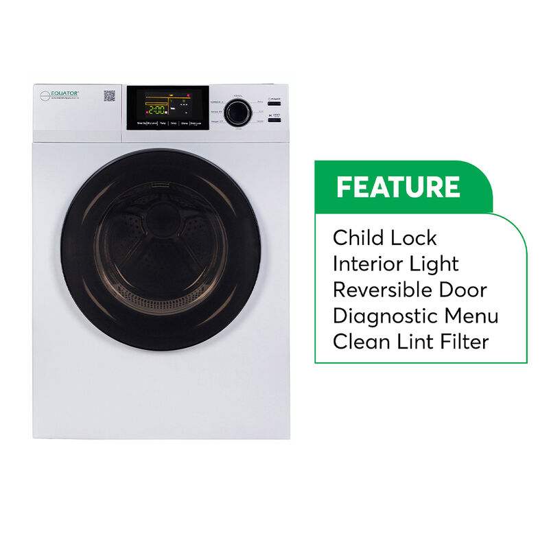 Equator ED 880 4 cu. ft. 220V Electric Stackable Vented Sensor Dryer, White image number 6