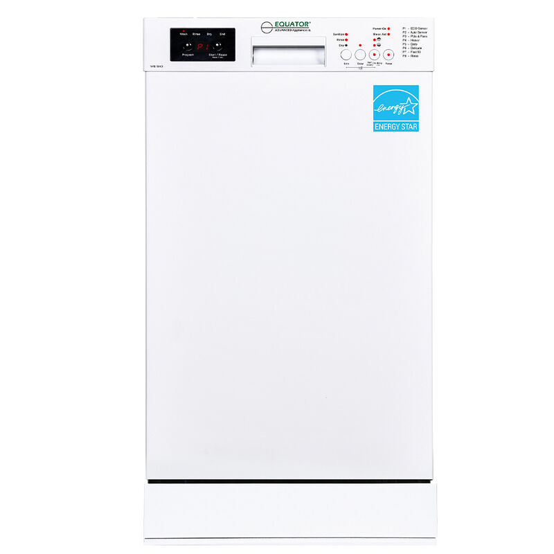 Equator 18" Built in Dishwasher 10 Place Setting 8 Wash programs half Load Sensor Wash 110V Energy Star Rated in White image number 14