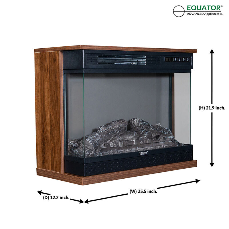 Equator 26" Portable/Freestanding Electric Fireplace, Walnut Brown w/Flame log effect Infrared Quartz image number 10