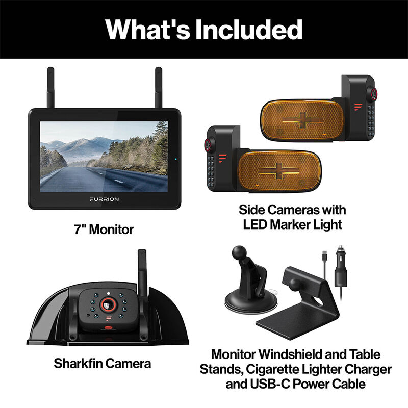 Furrion FOS7HTAEN Vison S+ RV Backup Camera and Observation System, 7" Monitor, Side Cameras with LED Marker Lights, Sharkfin Camera image number 4