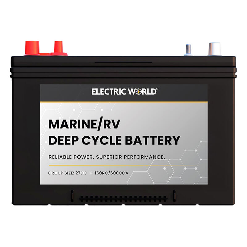 Electric World Marine / RV 12V Deep Cycle Battery, Group 27DC image number 2
