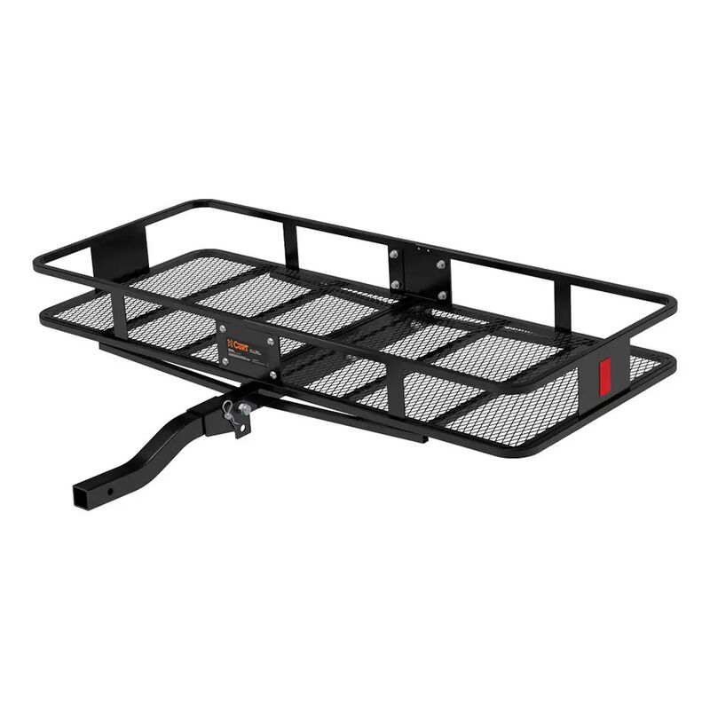 CURT 60" x 24" Black Steel Basket Cargo Carrier, Folding Shank image number 1