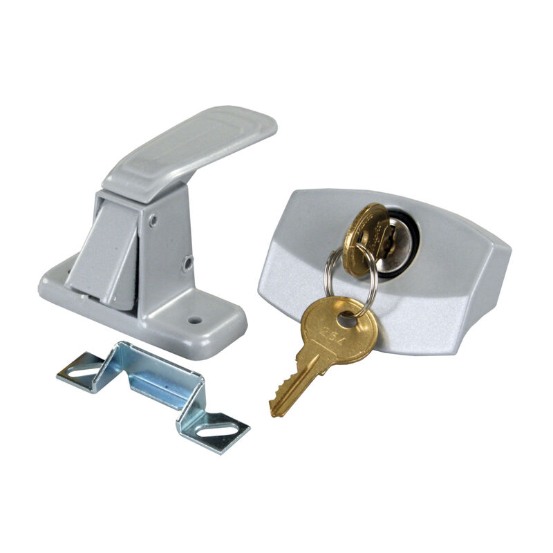 JR Products Locking Camper Door Latch with Keys, Silver image number 1