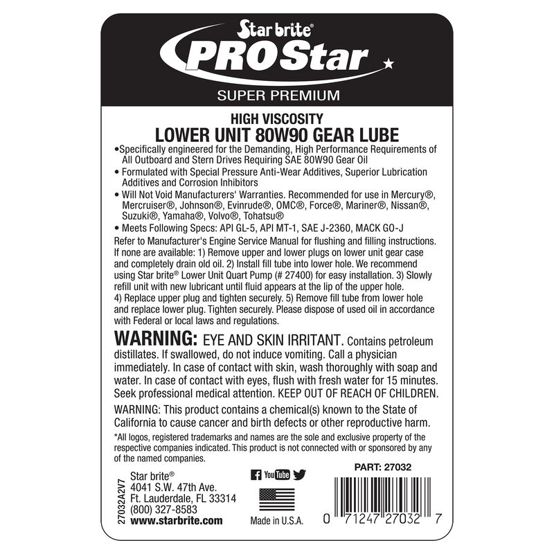 Star Brite 80W-90 High-Viscosity Lower Unit Lube, 32 oz. image number 3