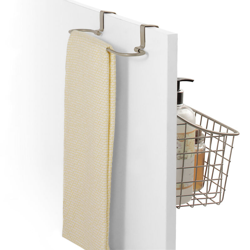 Over Cabinet Towel Bar & Basket, Satin Nickel  image number 2