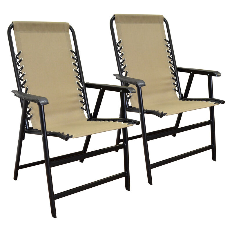 Caravan Canopy Infinity Suspension Folding Chair, Beige, 2-Pack image number 1