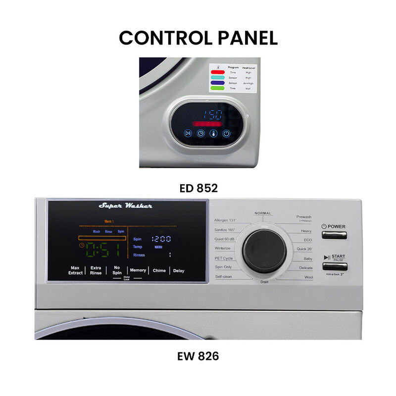 Equator Premium Stackable 15-lb. Washer + 3.5 cu.ft. Vented Digi Dryer, 110V, Silver image number 7