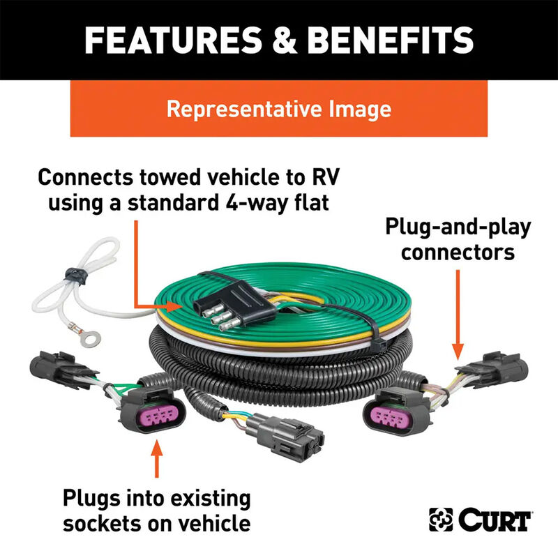 CURT 58949 Custom Towed-Vehicle RV Wiring Harness, Select Honda CR-V image number 2