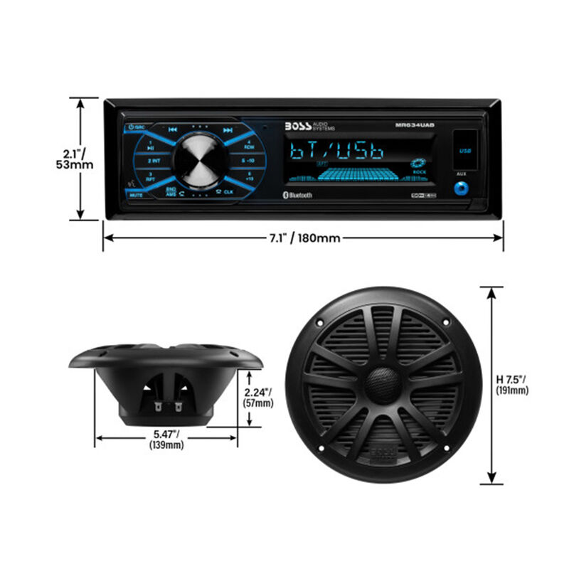 Boss Audio Marine AM/FM Receiver with Bluetooth and Speakers image number 5