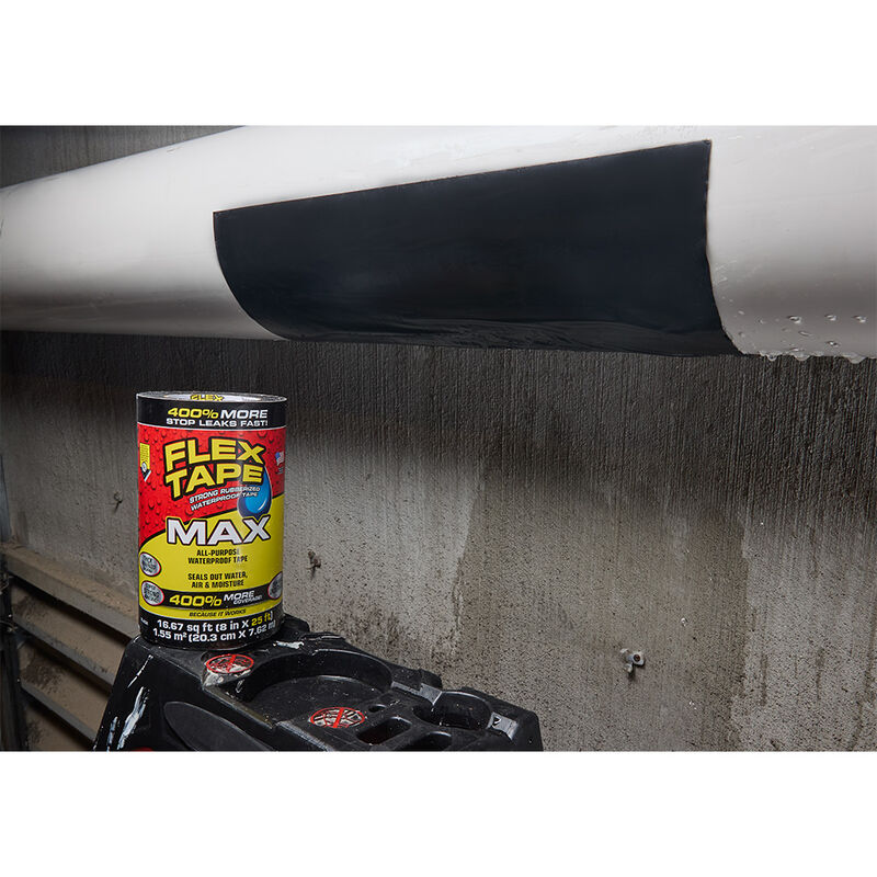 Flex Tape MAX Rubberized Waterproof Tape, 8" x 25' Roll, Black image number 2