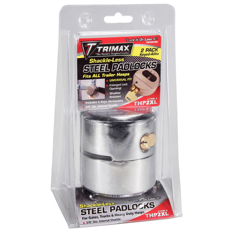 Trimax THP2XL Internal Shackle Steel Padlocks, 2-Pack Keyed-Alike image number 1