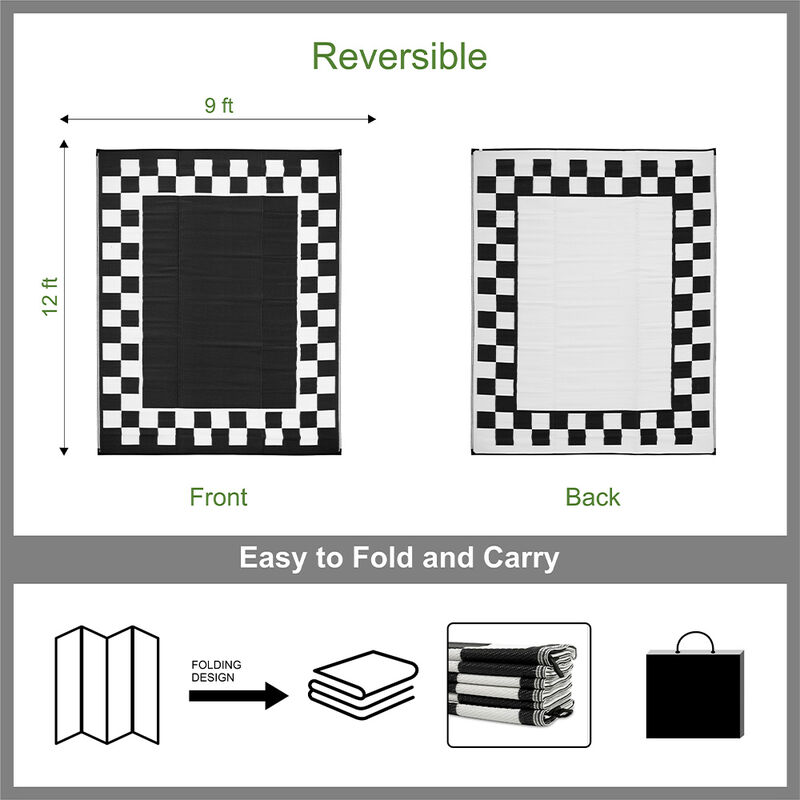 Venture Forward Reversible RV Patio Mat w/ Carry Bag, Checkered Frame image number 8