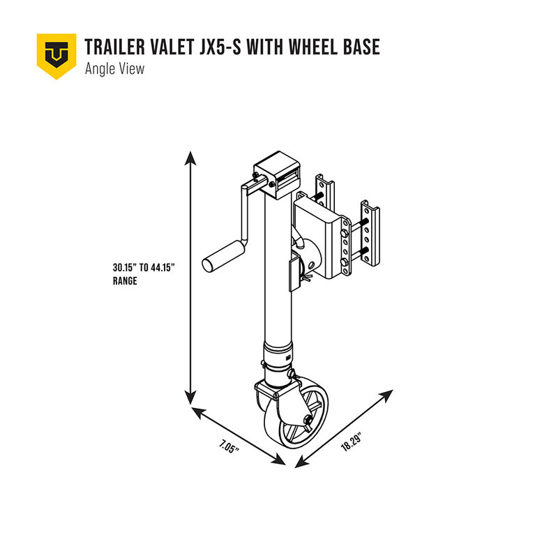 Trailer Valet 5,000 lbs Side Pipe Mount Bracket Drill Jack w/ Wheel image number 2