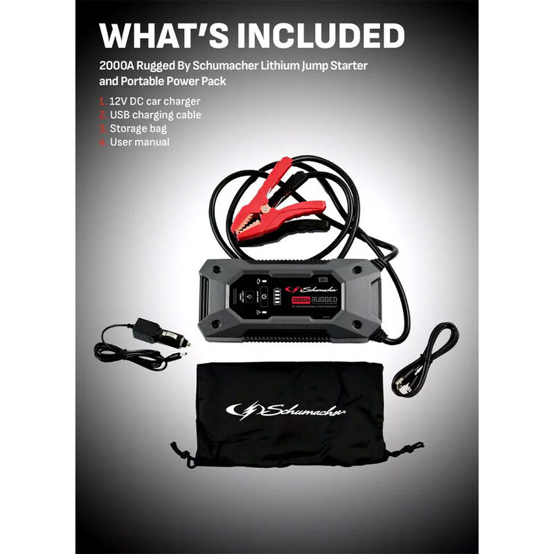 Schumacher SL1612 Rugged Lithium Portable Power Pack and 2000A 12V Jump Starter image number 9