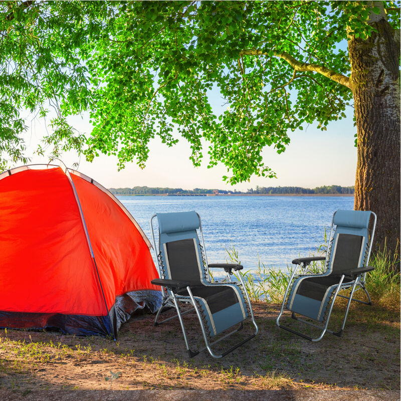 Caravan Sports Infinity OG Lounger Cool Mesh With Carry Strap Outdoor Recliner, Blue/Gray image number 6