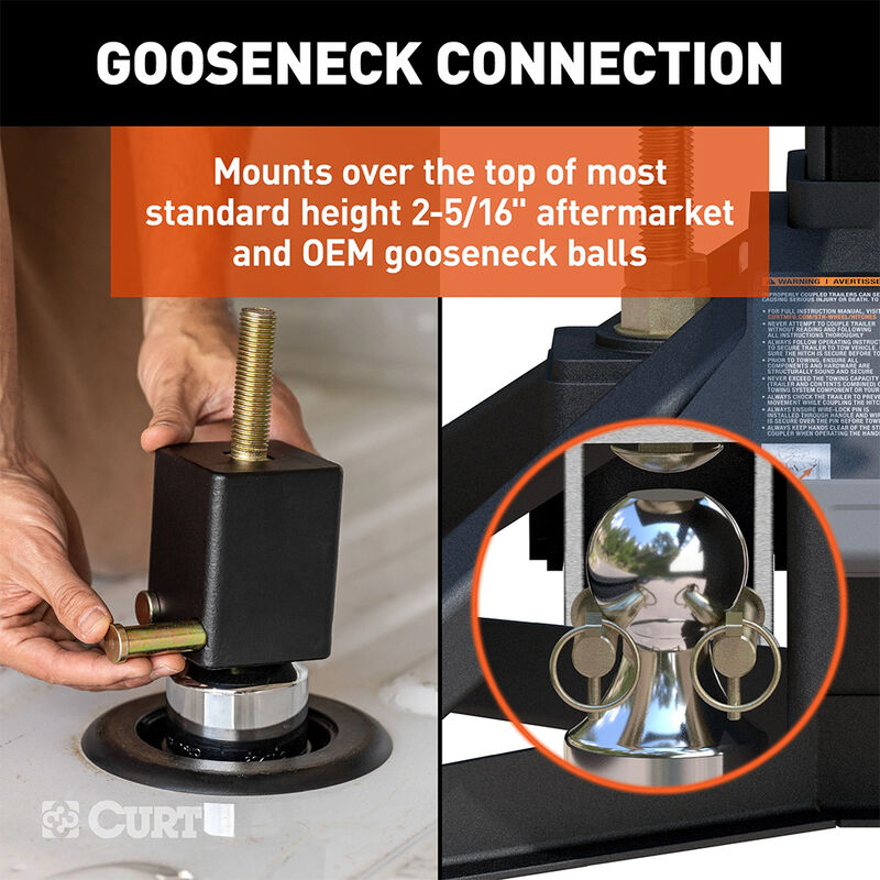 Curt 16602 Crosswing Lightweight 5th Wheel Hitch for Gooseneck Hitch, 20K image number 4