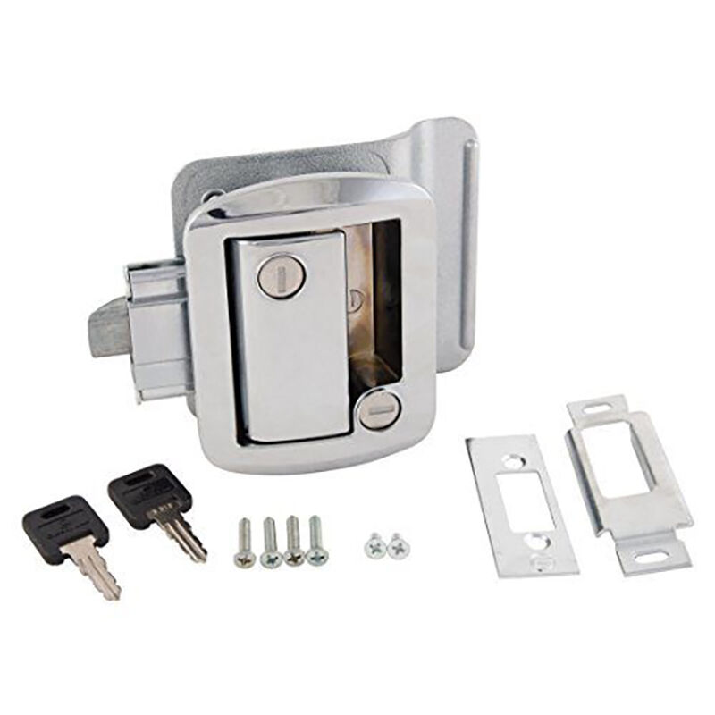 Replacement Door Lock for Travel Trailers, Chrome Plated image number 1
