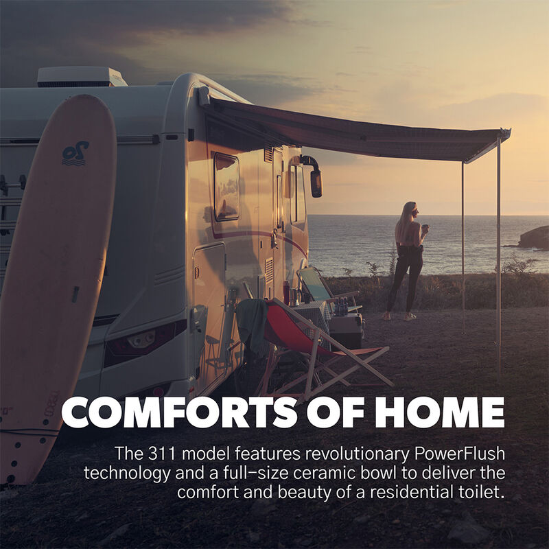 Dometic 311 Series Low Profile Gravity RV Toilet with Ceramic Bowl, Bone image number 6