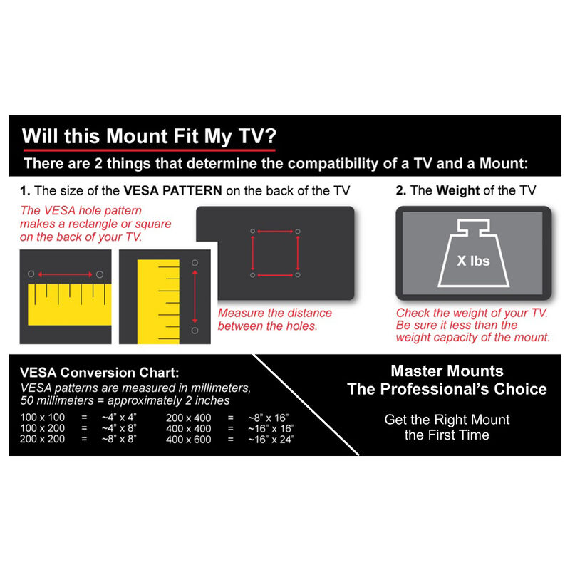 Master Mounts Tilting or Flat TV Wall Mount image number 6