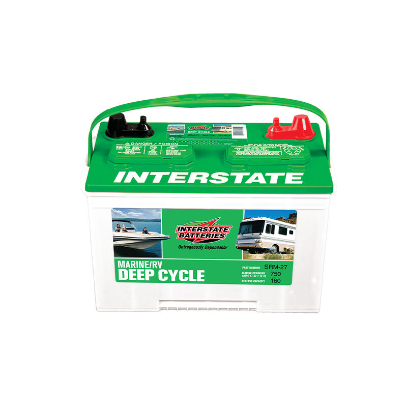 Interstate Marine/RV Deep Cycle Battery, Group Size 27DC, 600 CCA image number 1