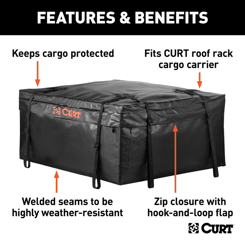 CURT Weather-Resistant Vinyl Roof Rack Cargo Bag, 38" x 34" x 18" image number 5