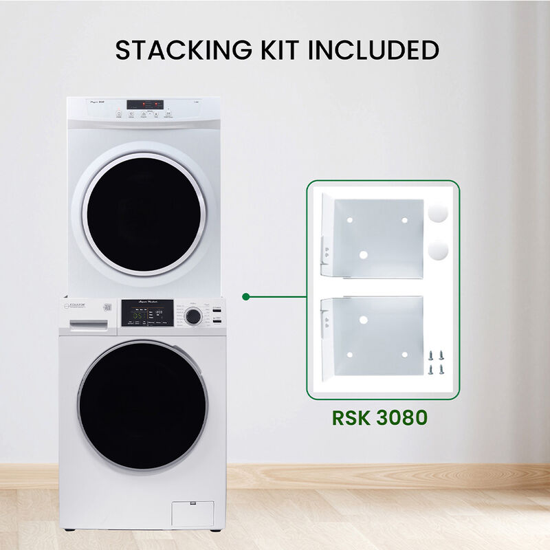 Equator Apartment Stackable 15-lb. Washer + 3.5 cu.ft. Vented Dryer, 110V, White image number 14