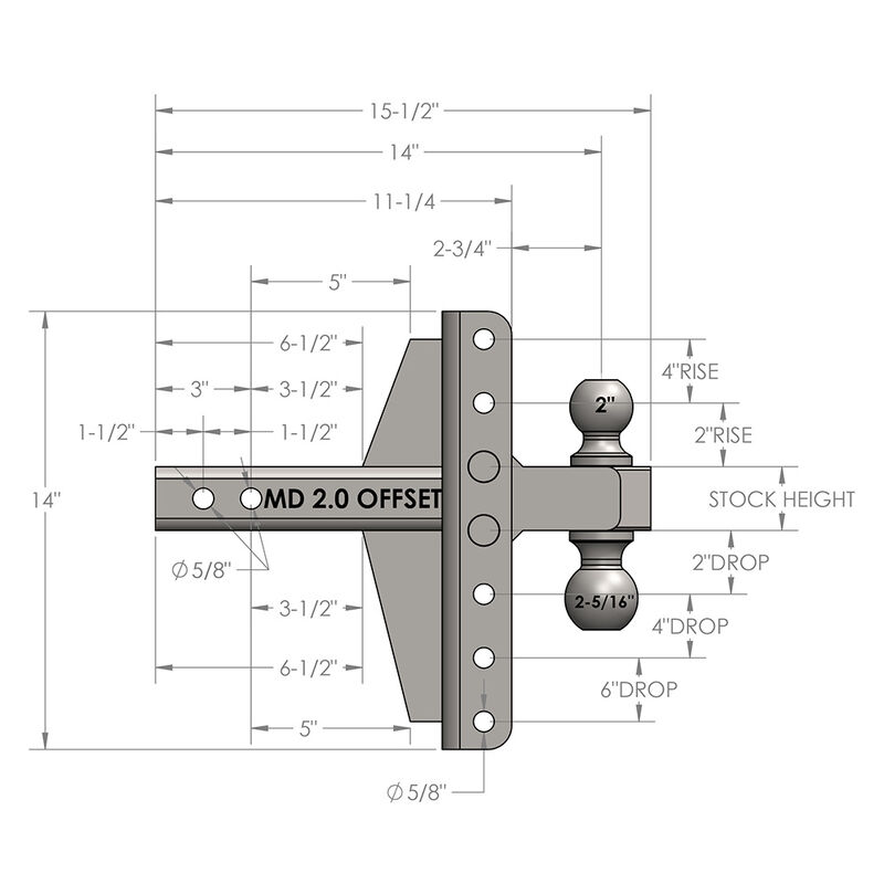 BulletProof Hitches 2.0" Medium Duty 4" & 6" Offset Trailer Hitch image number 4