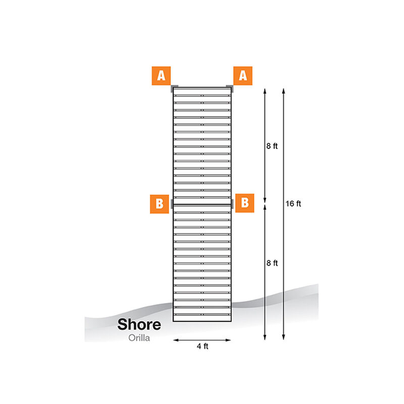 Tommy Docks 16' Straight Aluminum Frame With Composite Decking Complete Dock Package - Ridgeway Gray image number 2