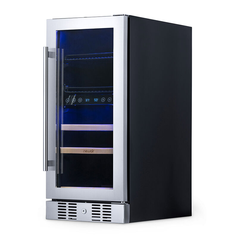 NewAir 15" Premium Built-In Dual Zone 9 Bottle/48 Can Wine and Beverage Fridge, Stainless Steel image number 9