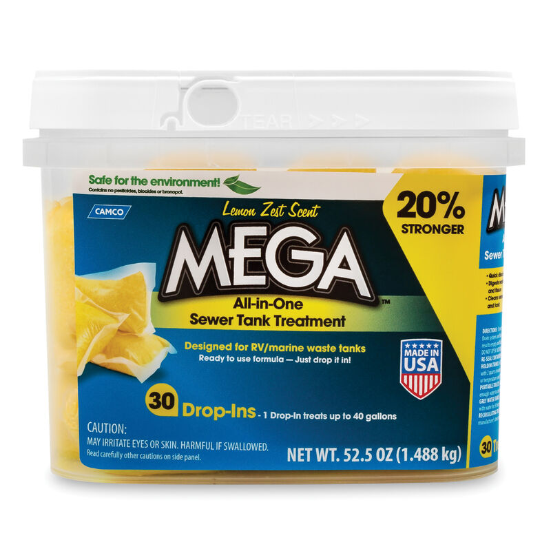 Camco Mega All-In-One Sewer Tank Treatment, 30-pack, Lemon Zest  image number 1