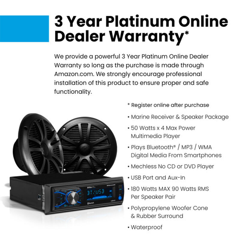 Boss Audio Marine AM/FM Receiver with Bluetooth and Speakers image number 7