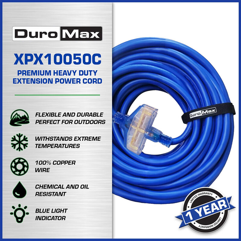 DuroMax 50Ft Triple Tap Blue Light Extension Cord image number 5