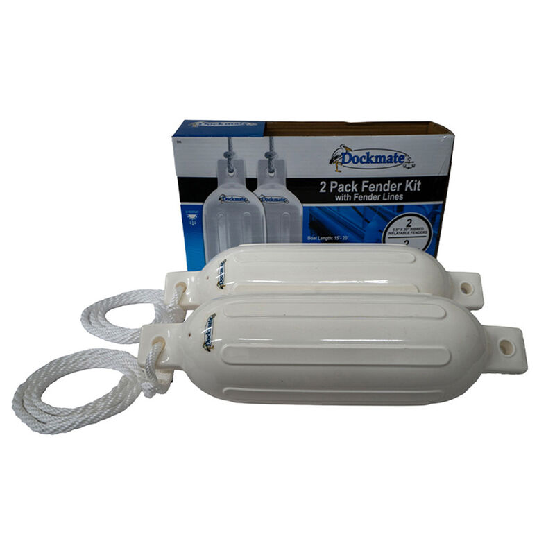 Dockmate UV Protected 5.5" x 20" Tuff Shield Fender 2-Pack w/ Lines - White image number 2