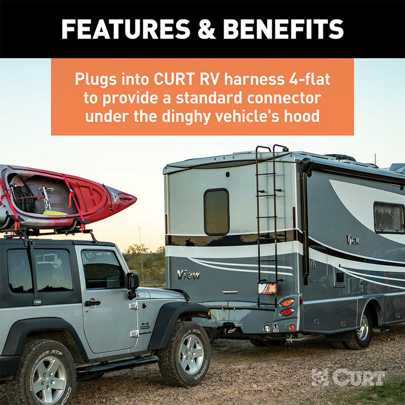 CURT 58981 Dinghy Towing Electrical Adapter, 4-Way Flat to 6-Way Round image number 5