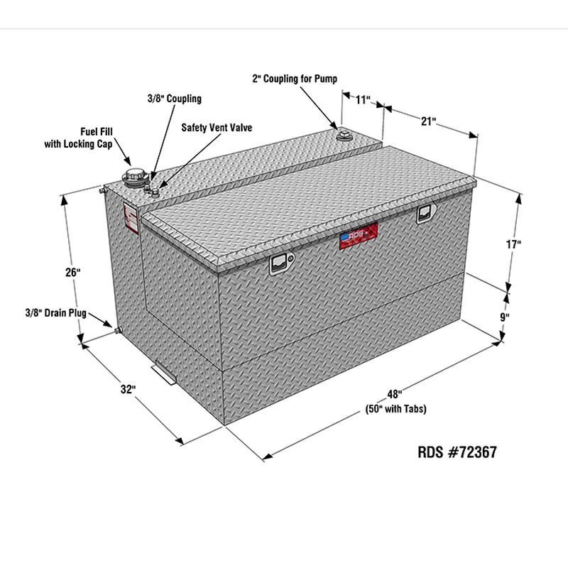Black Powder Coat Transfer Fuel Tank & Toolbox Combo, 95 Gallon image number 3