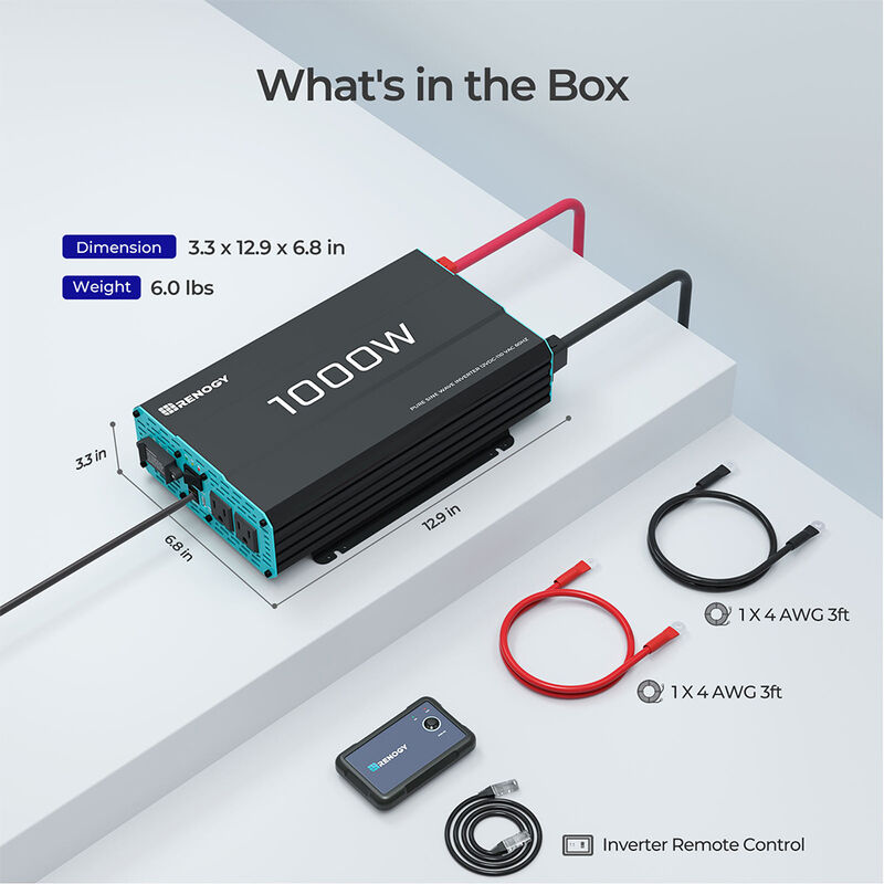 Renogy 1000W 12V Pure Sine Wave Inverter image number 2