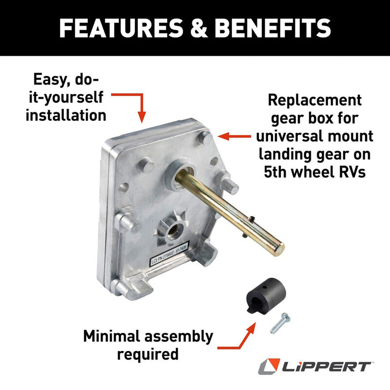 Lippert Universal Mount Fifth Wheel Landing Gear Aluminum Gear Box image number 6