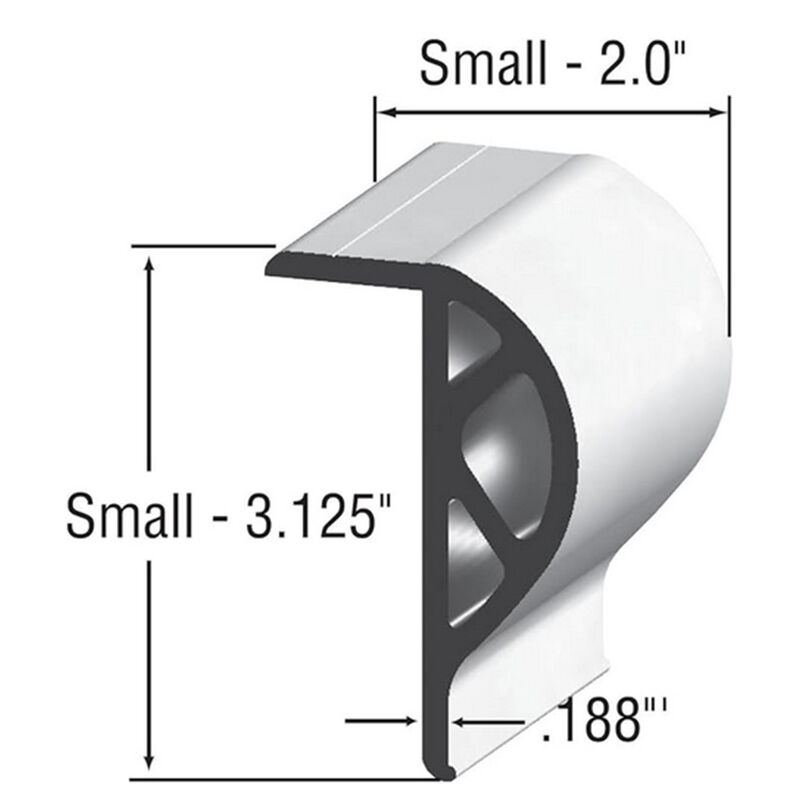 Commercial Grade Double Molded Dock Edging White "P" Shape 10' Coil image number 2