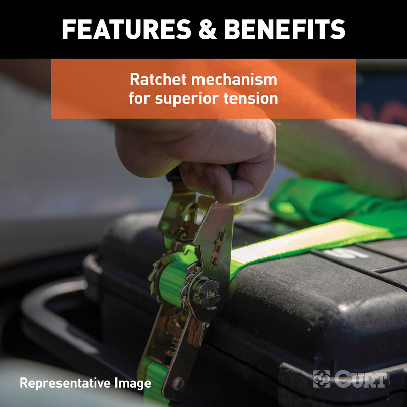 CURT 16' Blue Cargo Straps with J-Hooks, 733 lbs., 2-Pack image number 6